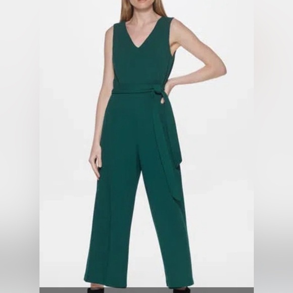 Calvin Klein Pants - NWT | Womens | Calvin Klein Forest Green Belted Jumpsuit | Size 2
